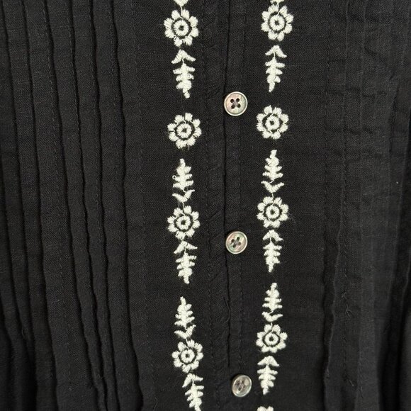 Style & Co Black Embroidered V-Neck Tunic Blouse, XL - Picture 7 of 9